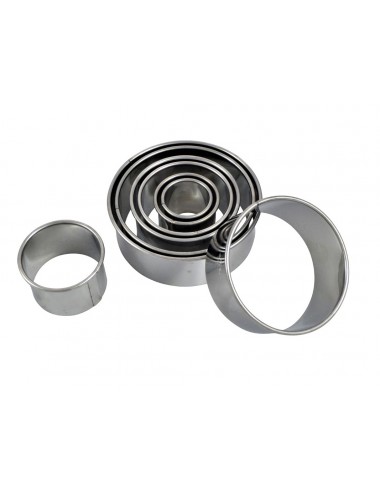 BOX OF 8 PLAIN ROUND CUTTERS - STAINLESS STEEL